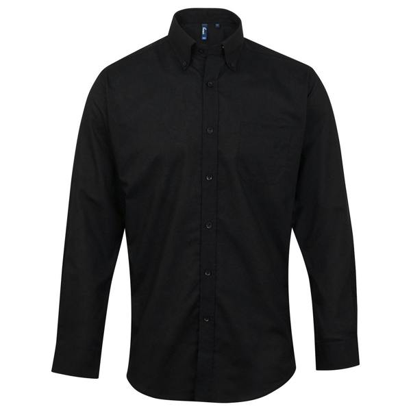 Premier Mens Signature Oxford Long-Sleeved Shirt - Black