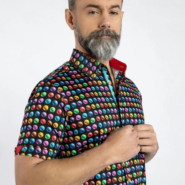 GROOVED POLKA SHORT SLEEVE SHIRT - Premium Men's Patterned Shirt by Claudio Lugli | Bold Design, Tailored Fit, Best Printed Shirts