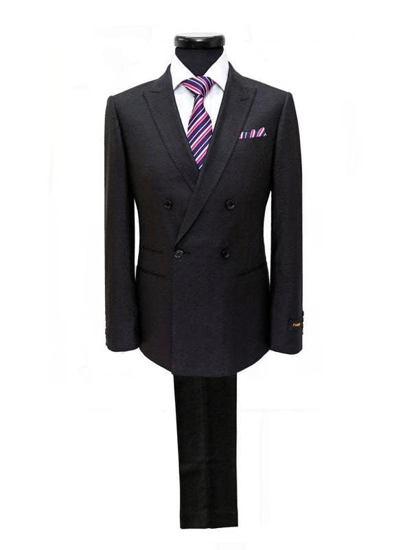 Black Double Breasted Linen Suit