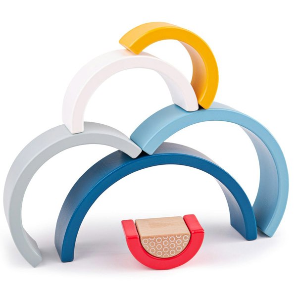 Bigjigs Toys Wooden Rainbow Stacking Arches - 7 Pieces