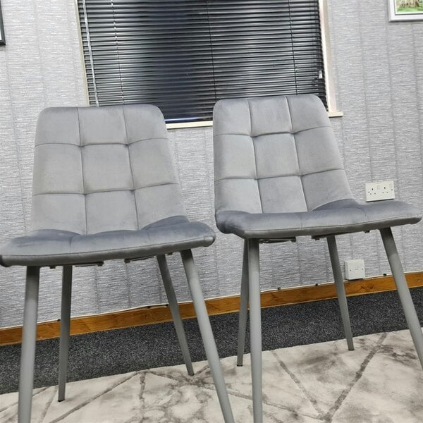 Kosy Koala Dining Chairs Set of 2 Grey Velvet Kitchen Chairs