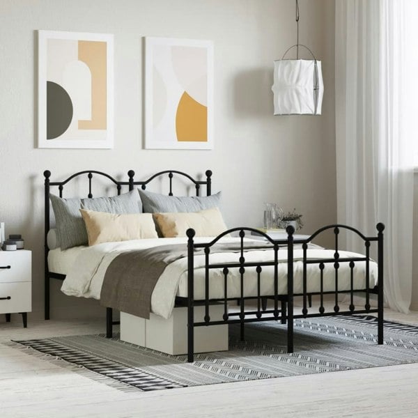 Berkfield Metal Bed Frame with Headboard and Footboard Black 120x200 cm