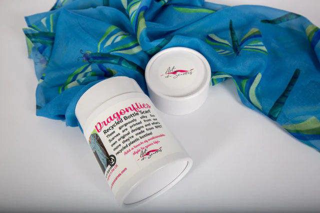 Art on Scarves Recycled Bottle Scarf - Dragonflies