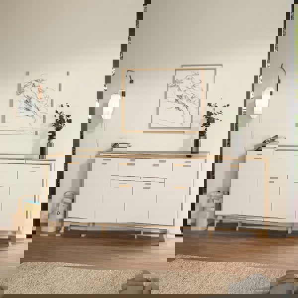 Furniture To Go Ikast Sideboard 4 Doors + 1 Drawer in Jackson Hickory and White