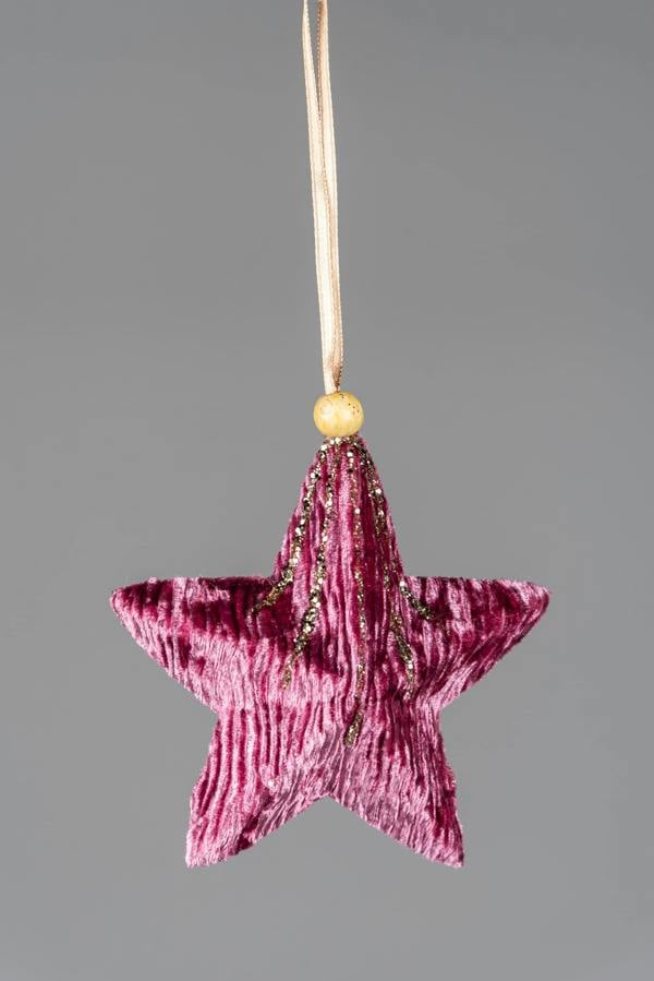 10.5cm Pink Glitter Star Christmas Tree Hanging Decorations, 3 Pack image 7