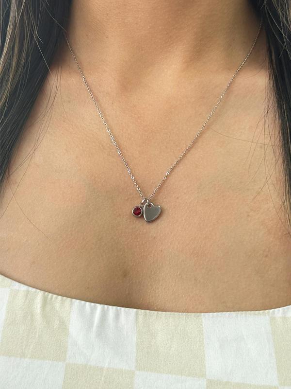 SVNX Mini Heart & July Birthstone Necklace in Silver - Gift Boxed