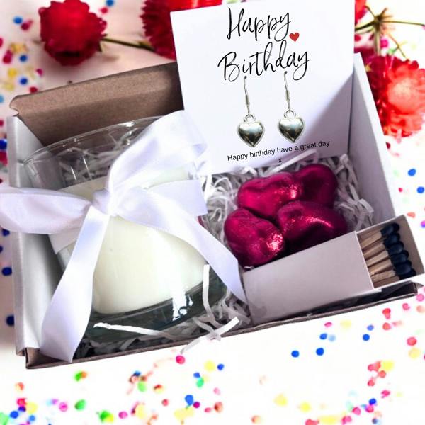 Aye Do Gifts Small Happy Birthday Gift Hamper | Heart Earrings, Chocolates & Candle