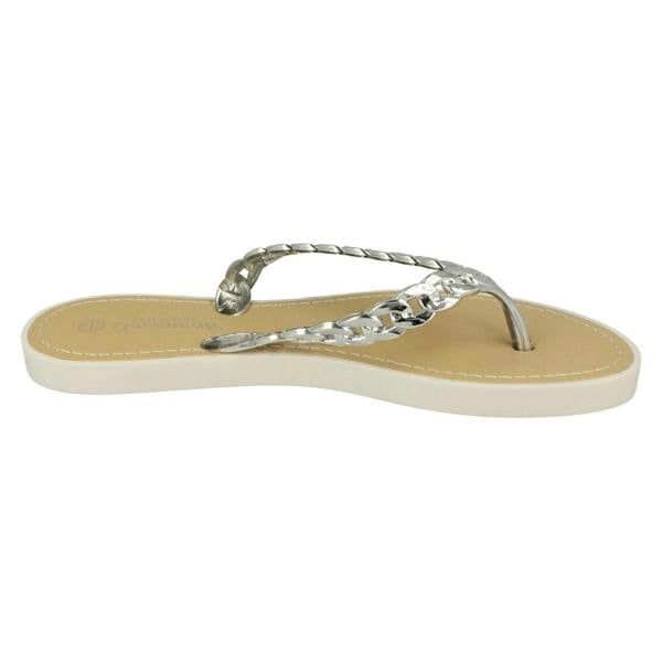 Savannah Ladies Savannah Toe Post Sandals With Upper Detailing