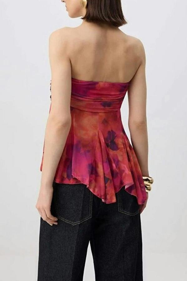 WOVCOR Strapless Woven Bustier with Draped Detail