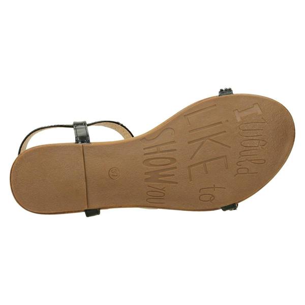 Spot On Ladies Spot On Flat Diamante T-Bar Sandals