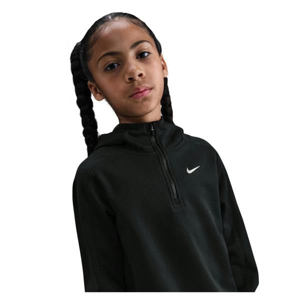 Nike Childrens/Kids Zip Neck Regular Raglan Hoodie - Black - 