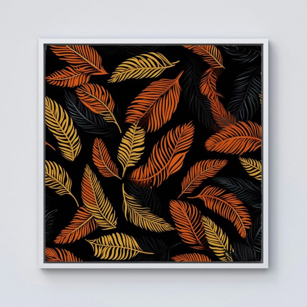 Warren Reed Orange Feather Leaves Framed Canvas