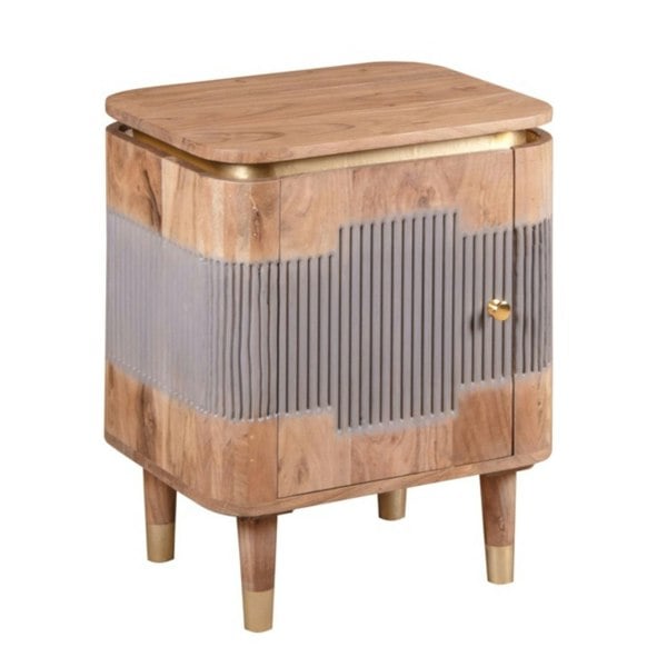 IH Design Alaina Acacia Wood Bedside Table