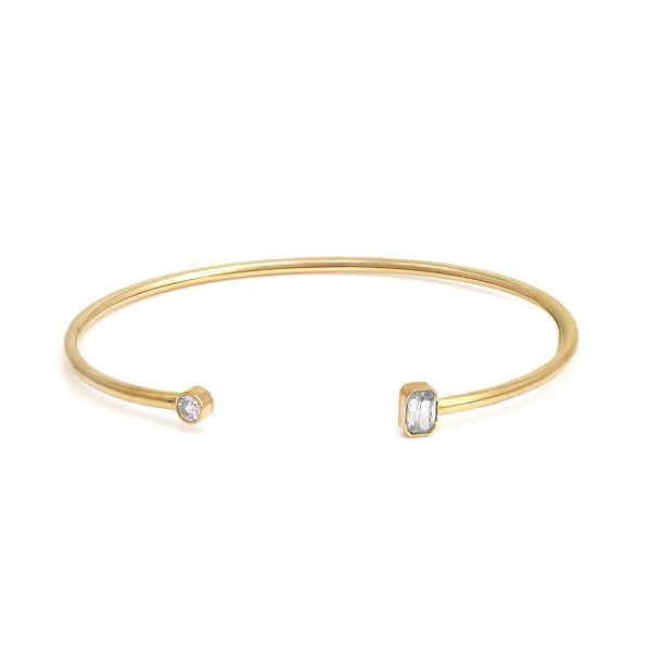 Say It With February Amethyst Birthstone Bangle - Yellow Gold Plated