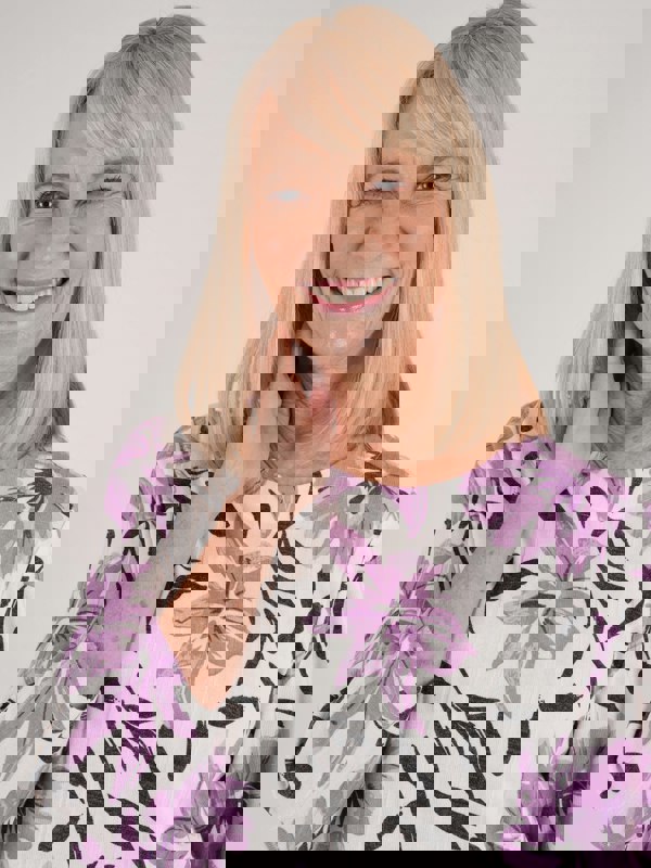 TIGI-Wear Floral Print Wide Rib Jersey Top