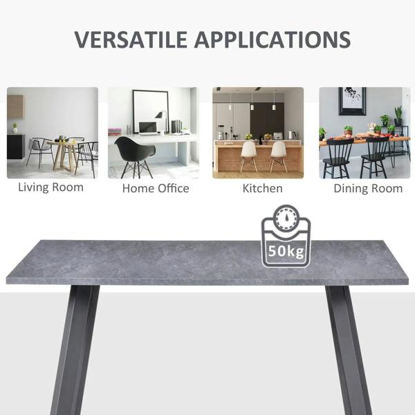 Charcoal grey rectangular dining table with sturdy metal legs