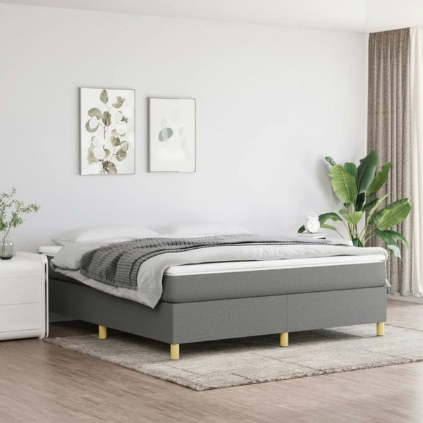 Berkfield Box Spring Bed Frame Dark Grey 180x200 cm 6FT Super King Fabric