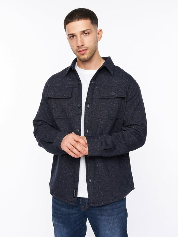 Crosshatch Dakari Fleece Overshirt Navy