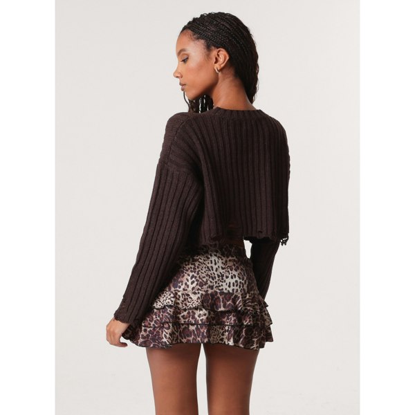 Pink Vanilla Distressed Crop Knit Jumper