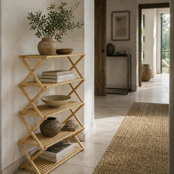 Wyld Haus Lafa Mazi Natural Bamboo  5 Tier Folding Shoe Rack