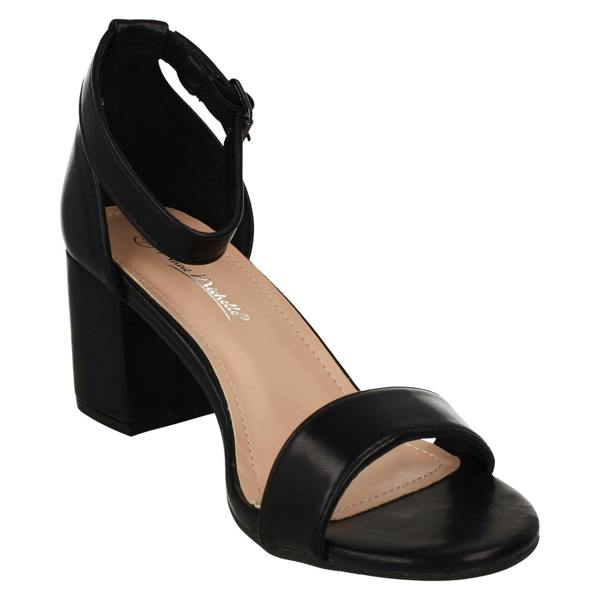 Anne Michelle Ladies Anne Michelle Mid Block Heel Buckle Ankle Strap Wide Fitting Sandals F12104
