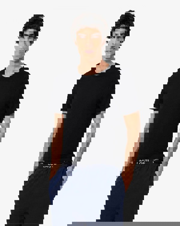 Lacoste Mens 3-Pack Plain Mens T-Shirts - White/Silver Chine-Black BXY