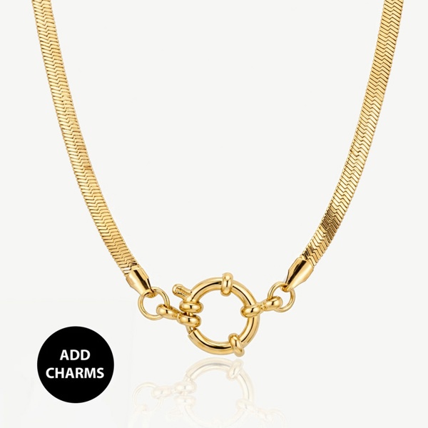 MUCHV Herringbone Chain Choker Necklace For Charms - 40cm