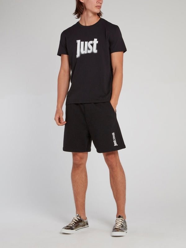 Just Cavalli Fading Logo T-Shirt - Black