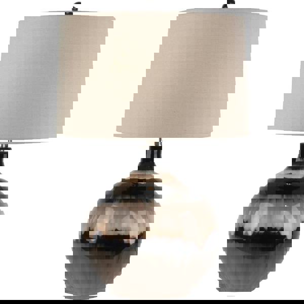 Hill Interiors Sepia Shadows Shade Linen Table Lamp (UK Plug) - Brown - 