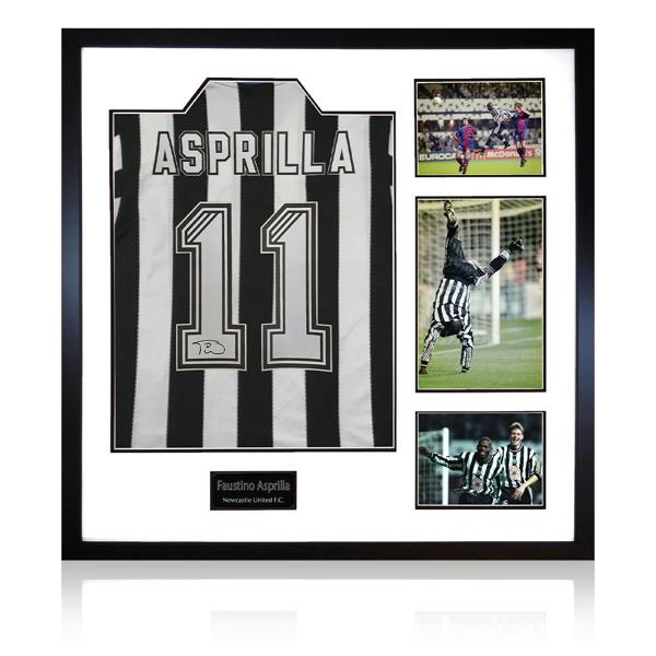 Faustino Asprilla Signed Newcastle United Shirt Elite Frame