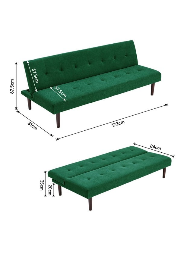 Living and Home Dark Green Contemporary Convertible Sofa Bed