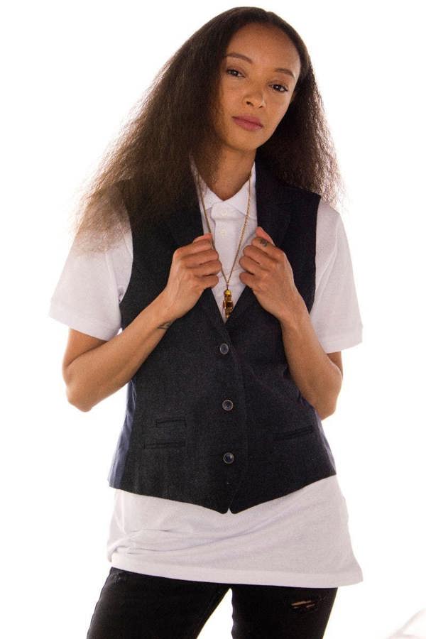 TruClothing Womens Tweed 1920s Herringbone Navy Waistcoat