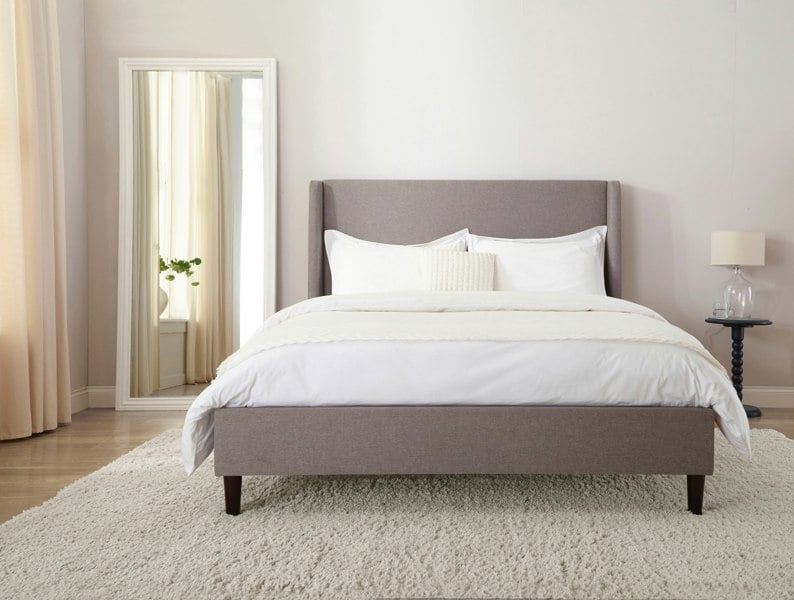 DS Living Siena Winged Grey Upholstered Bed Frame