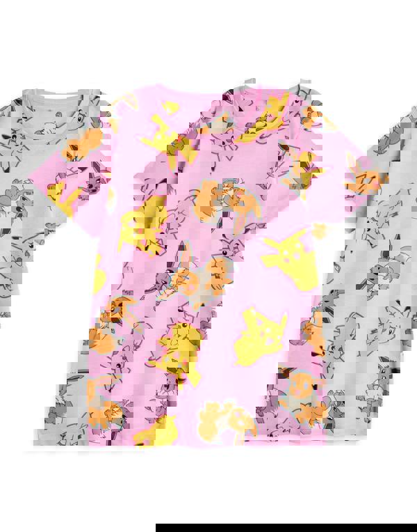 Pokemon Girls Pink Pikachu & Eevee Multi-Pack of 2 Short Sleeve Long Leg Pyjama Set