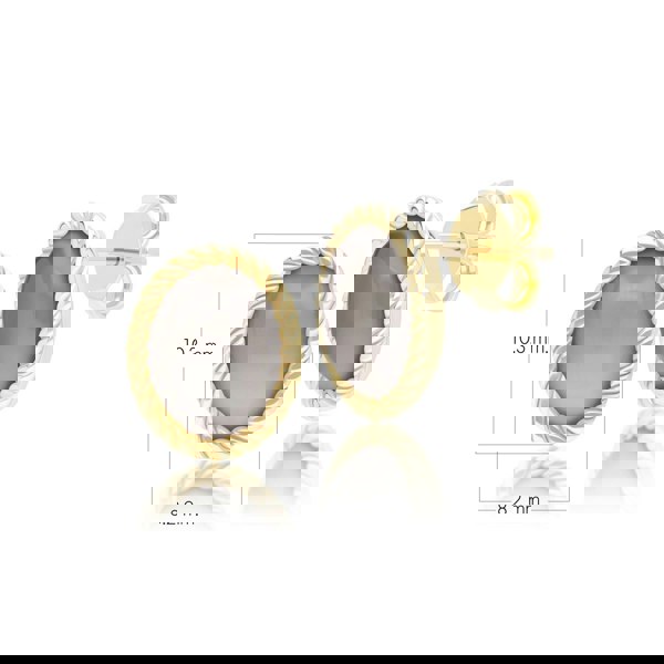 Gemondo Classic Oval Black Moonstone Stud Earrings in 9ct Yellow Gold