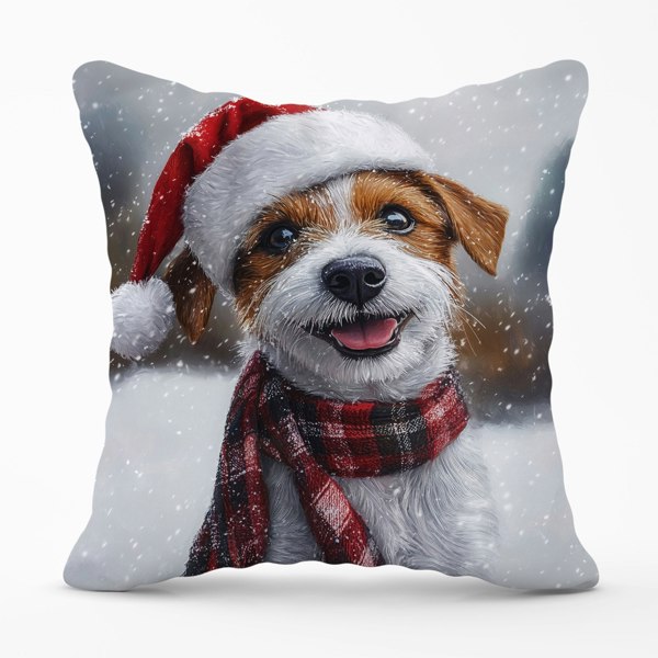 Warren Reed Christmas Jack Russell Cushion