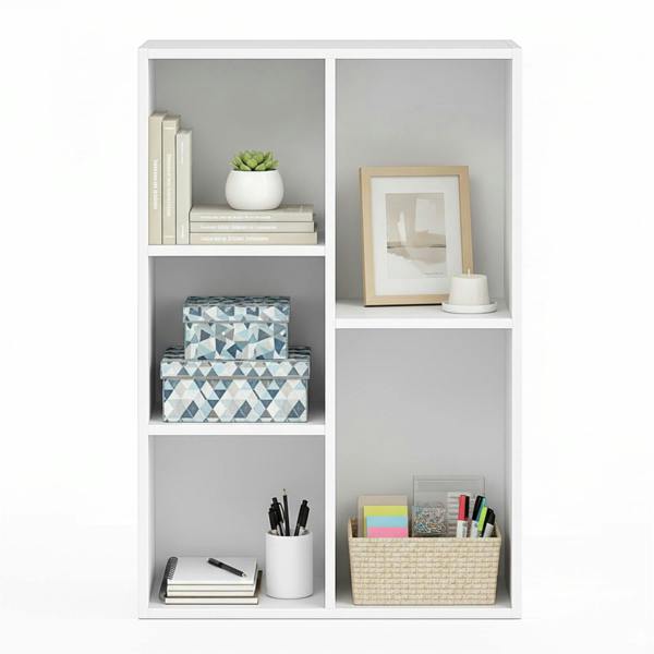 WALPLUS Modern 5-Cube Open Shelf, White for Bedroom - SKU 11069WH
