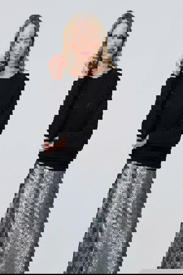 Black | Sparkly Fine Knit Slim Jumper
