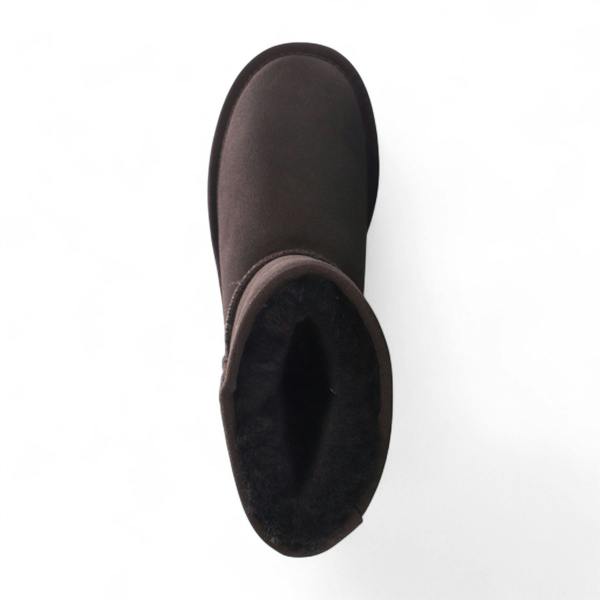 Infinity Leather Women's Genuine Sheepskin Brown Suede Slip-On Ankle Winter Boots - Dusk