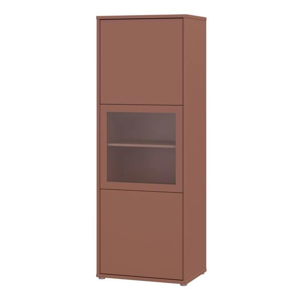Furniture To Go Alice Springs Narrow Display Cabinet with 3 Push-to-Open Doors in Terracotta