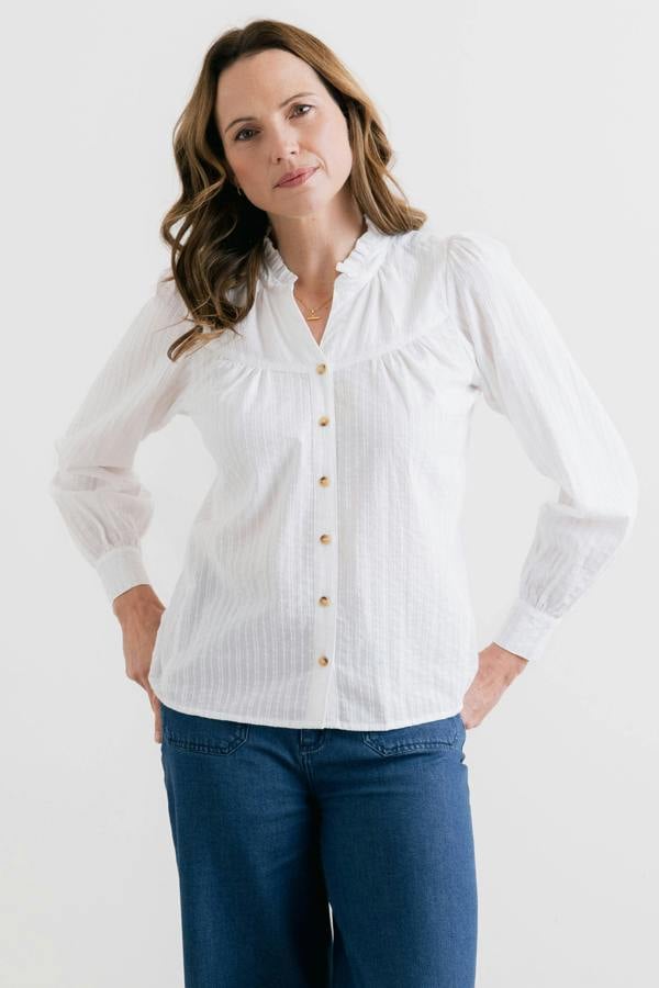 Lily & Me Wayfaring Embroidered Cotton Blouse White