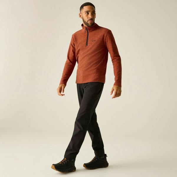 Regatta Mens Thompson Marl Half Zip Fleece Jacket - Burnt Henna - 