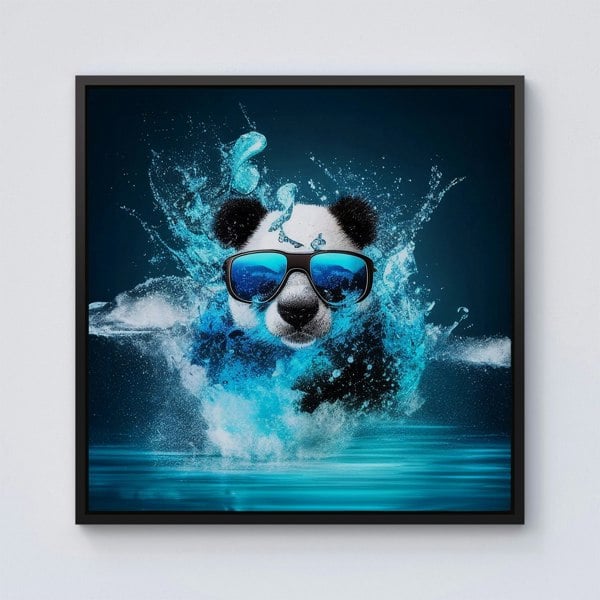 Warren Reed Panda Splash Art Water Framed Canvas