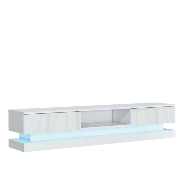 Mex Furniture Style Meets Function – 180cm Modern TV Unit with White Gloss Doors & Free LED Lighting