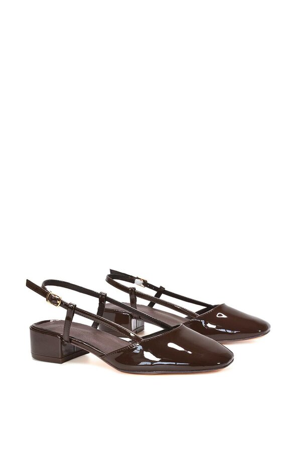 XY LONDON Slingback Court Shoes With Low Block Heel