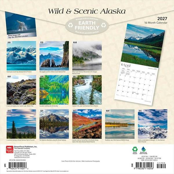 Wild & Scenic, Alaska Calendar 2027, Wall Calendars, Month To View, Travel, Gift