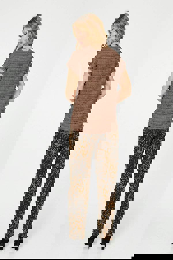 Brown | Ruffled Texture Short Sleeve Top