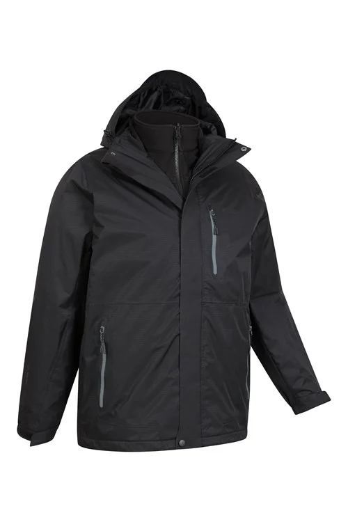 Mountain Warehouse Mens Bracken Extreme 3 in 1 Waterproof Jacket - Black