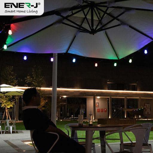 ENER-J Solar RGB+WW (2 Way) String Lights with Remote for Festive, 10 Meters, 10 lamps, IP44