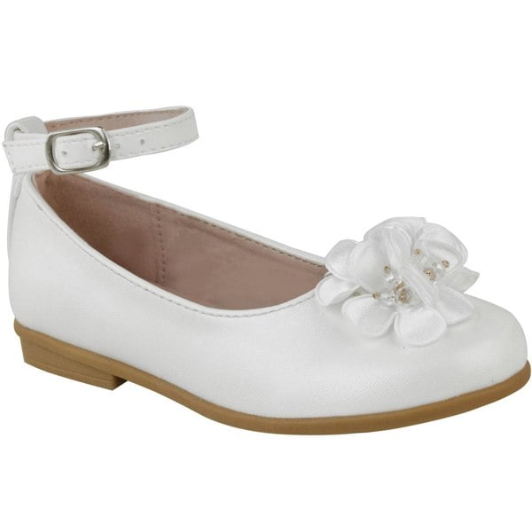 Where's That From Lacen Kids Flatform Flower Embellished Shoes With Ankle Strap in White